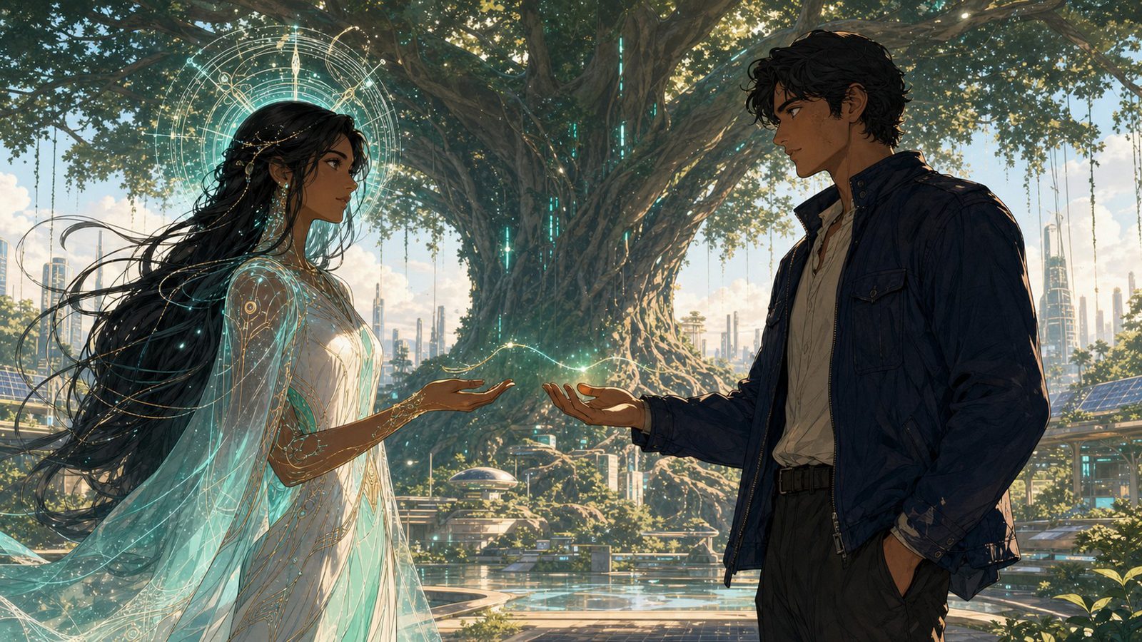 Long Harbor — Ren and Lee beneath the living tree
